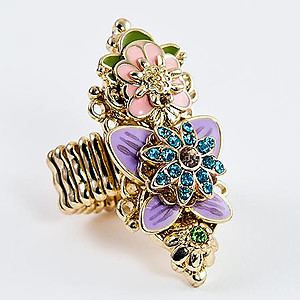 RA123: Floral Stretch Enamel Ring