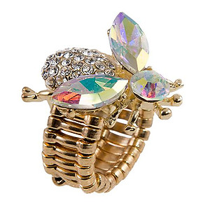 RA161: Stunning AB Crystal Bee Ring