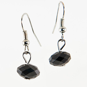 SN12B :Black or Clear Crystal Heart Bracelet & Earring Set