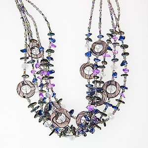 SN241:Exotic Multi Strand Necklace and Earring Set