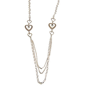 SN316: Silver Heart Necklace and Earrings