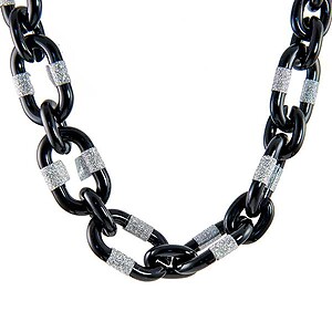 SN350: Black and Silver Necklace & Earrings