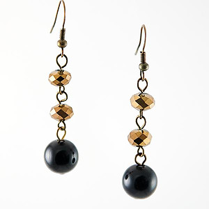 SNT251: Black and Gold Beaded Necklace