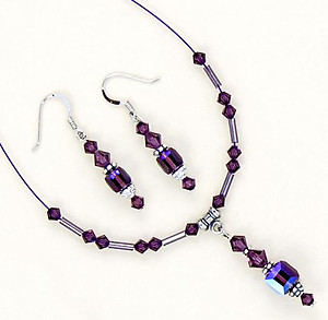 SNT98: Amethyst Sworovski Sterling Silver Set