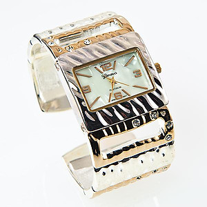 WA121: Two tone Crystal Cuff Watch