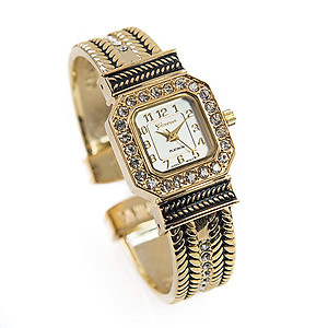 WA143: Gold and Black Enamael Watch