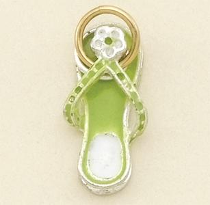 CH122GR: Beach Slipper Charm in Gold & Green