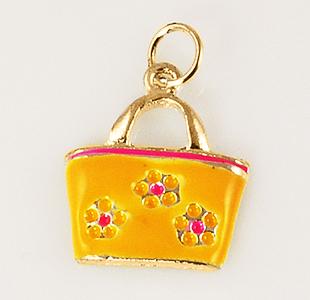 CH228: Ladies' Floral Purse Charm in Gold or Silver