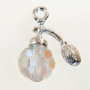 CH261PR: Swarovski Crystal Perfume Bottle Charm in Gold or Silver