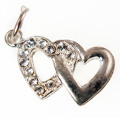 CH264:Crystal Double Heart Charm