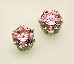 EA110PKS: Pink CZ Sterling Silver Post Earrings