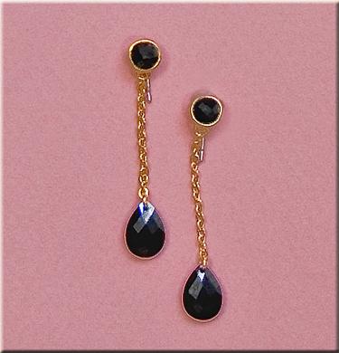 EA482B: Black Tear Drop CZ Earrings