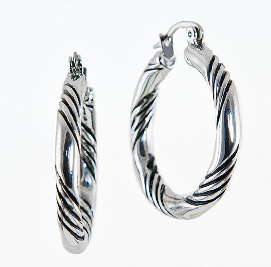 EA554: Geometric Silver Hoops