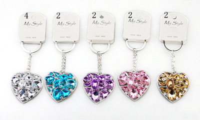 KE64: Jewel Tone Heart or Star Keychain