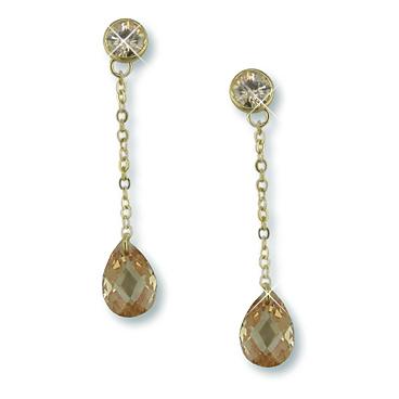 EA482A: Amber Teardrop CZ Earrings