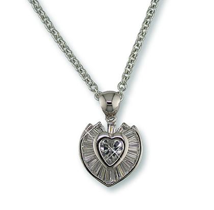 NC127: Exquisite CZ Channel Set Heart Necklace