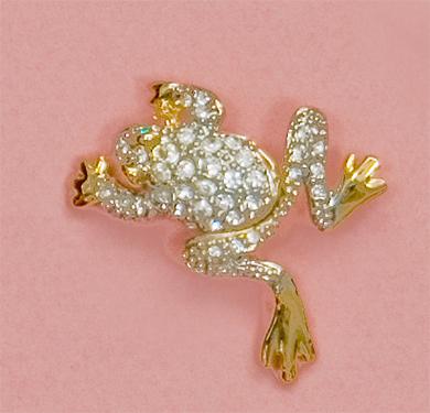 PA539: Austrian Crystal Jumping Frog Pin 