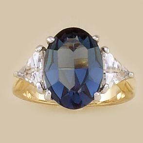 RA24B: Blue Oval CZ Ring