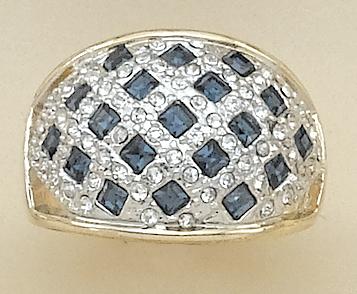 RA74BK: Basket Weave Blue CZ Ring