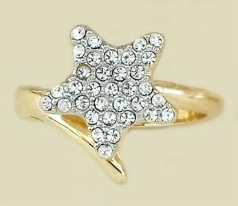 RA89: Crystal 5 Point Star Ring, Adjustable