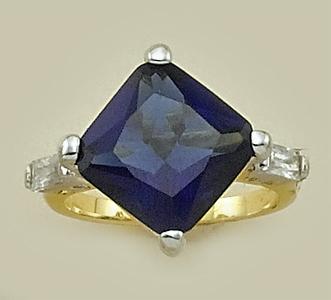 RA99: Blue Pillow Cut CZ Ring