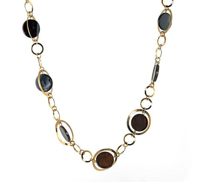 Rancho Trading Company Sn240 Golden Chain And Wood Necklace To See Larger Image