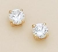 EA110G: CZ Post Earrings in Gold or Silver Setting