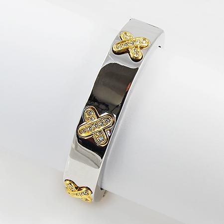 BR210: 2-Tone Crystal Extreme Bangle Bracelet Gold or Silver