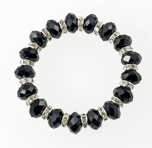 BR261BK: Austrian Crystal Bracelet in Black or Sapphire  Stones 