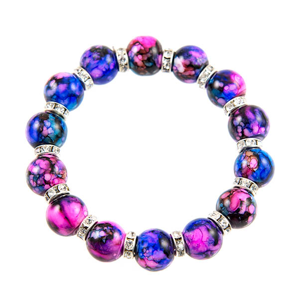 BR382: Raku Beaded Braclet Pink or Purple