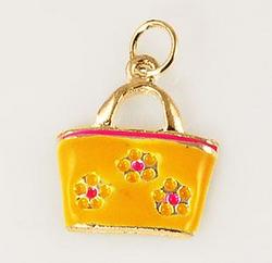 CH228: Ladies' Floral Purse Charm in Gold or Silver