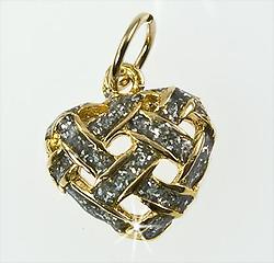 CH253: Golden Heart Charm with Diamond Dust