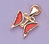 CH43: Red Enamel Butterfly Charm in Gold