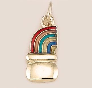 CH44: Gold Pot with Enamel Rainbow Charm