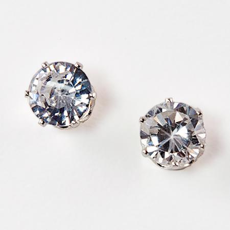 EA110SS: Clear CZ Post Earrings in Sterling Silver Setting