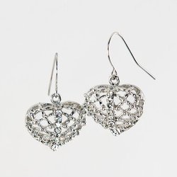 EA262: Heart & Crystal Earrings in Silver or Gold