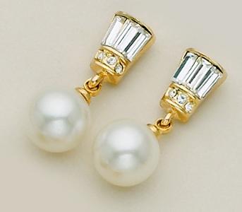 EA263: Bagette & Pearl Post Earrings