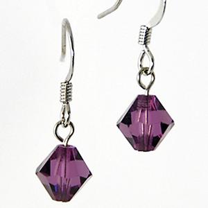 EA425: Amethyst (or Black) Crystal Octagon Earrings