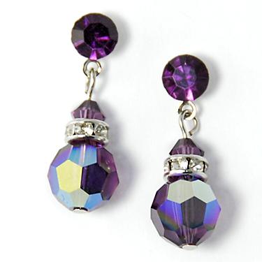 EA427: Swarovski Amethyst 8mm Drop Earrings