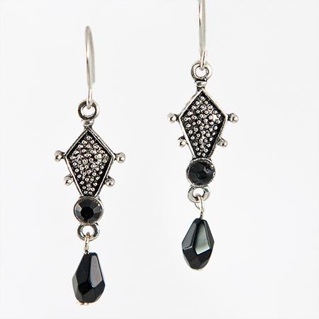 EA435BK: Jet Black or Clear Chandelier Earrings