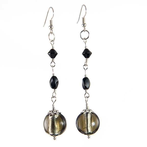 EA465: Murano Style Glass Bead Earrings