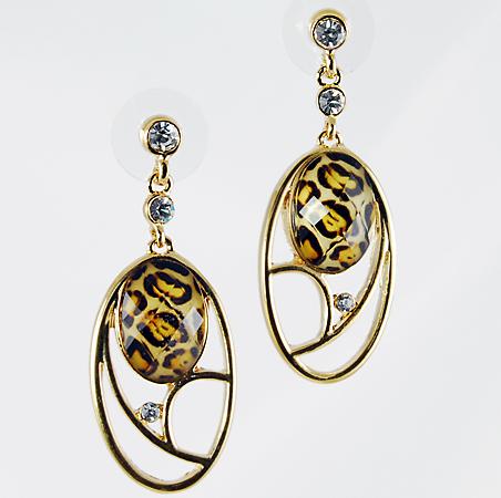 EA484: Exotic Gold Crystal Oval Earrings
