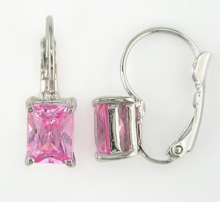 EA495: Emerald-Cut Pink Ice Earrings