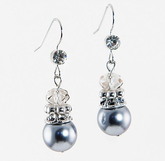 EA551:Grey Pearl Drop Earrings