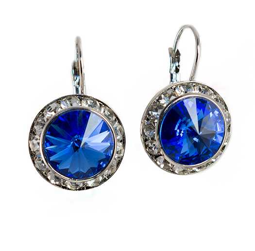 EA560MS:Classic Swarovski Designer Drop Medium Sapphire Earrings