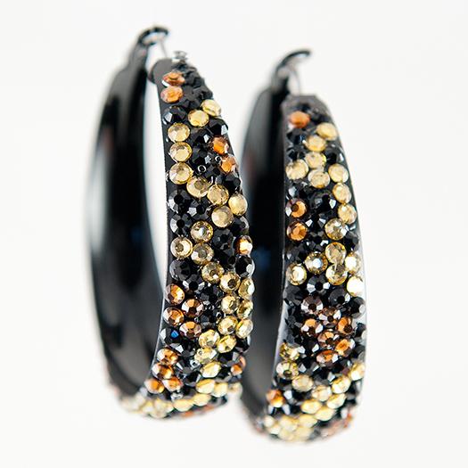 EA573: Exotic Crystal Leopard / Cheetah Hoop Earrings