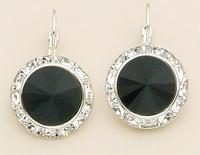 EA560BKF: Black Swarovski Crystal French Wire Earrings 