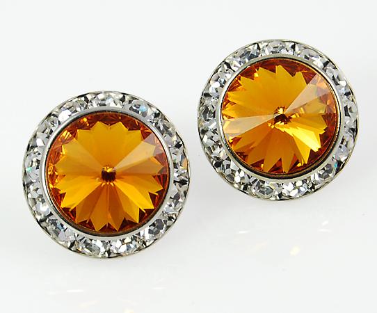 EA60T: Topaz Swarovski Crystal Classic Button Earrings 