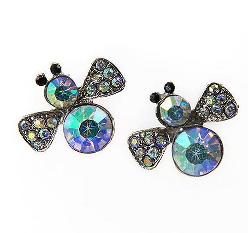 EA625: AB Crystal Bee Earrings