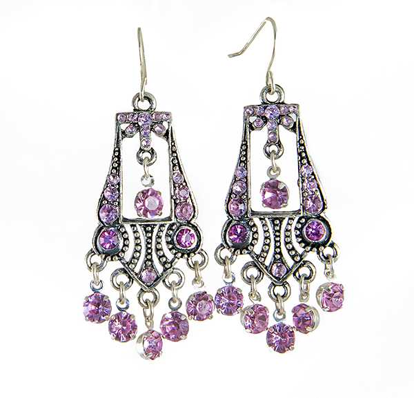 EA708PK: Pink or Clear Chandelier Earrings